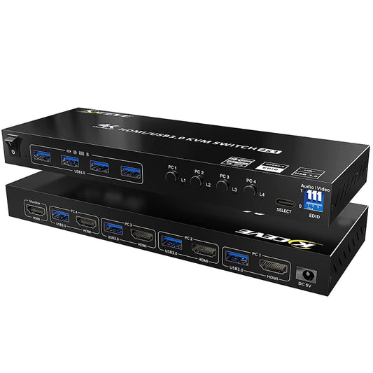 KVM401A 4 Ports USB 3.0 Shared Device HDMI KVM Switch HUB Shared Converter(Black) - Switch by buy2fix | Online Shopping UK | buy2fix