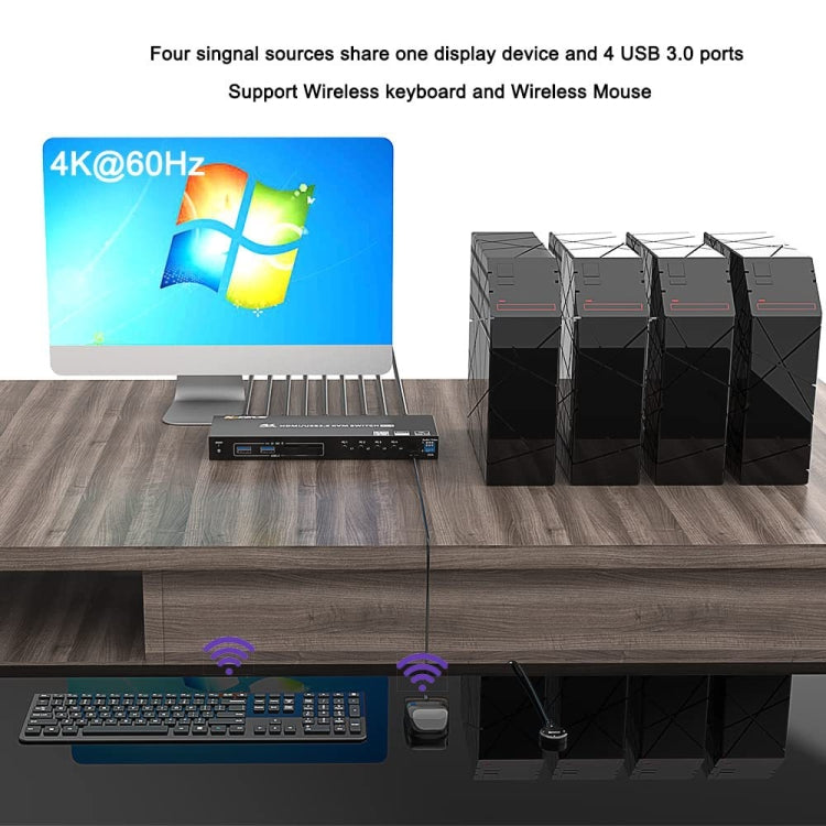 KVM401A 4 Ports USB 3.0 Shared Device HDMI KVM Switch HUB Shared Converter(Black) - Switch by buy2fix | Online Shopping UK | buy2fix