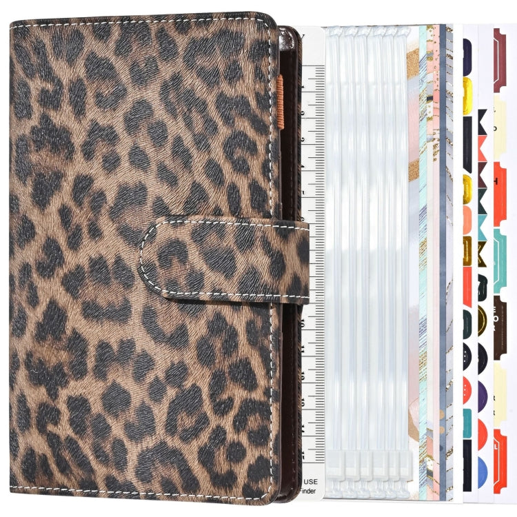 A6 Leopard Print Cash Budget Notebook Loose Leaf Financial Management Notepad(Deep Brown) - Notebooks by buy2fix | Online Shopping UK | buy2fix