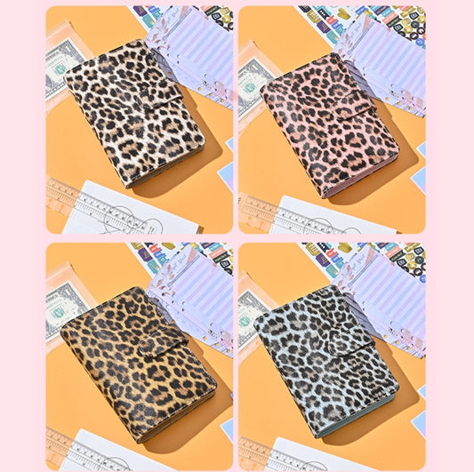 A6 Leopard Print Cash Budget Notebook Loose Leaf Financial Management Notepad(Deep Brown) by buy2fix