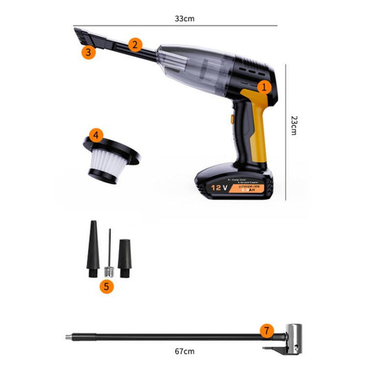 SUITU ST-6637 Wired 5 In 1 60W Double Motor Car Vacuum Cleaner With Blowing Air Pump Pressure Measuring Lighting Function - Vacuum Cleaner by SUITU | Online Shopping UK | buy2fix