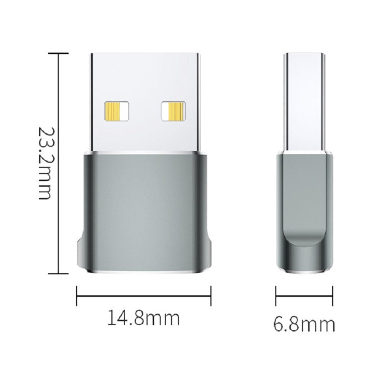 USB 2.0 Male To USB-C / Type-C Female Adapter, Support Charging & Transmission Data(Silver) - Type-C Adapter by buy2fix | Online Shopping UK | buy2fix