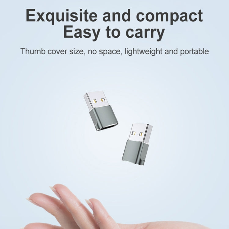 USB 2.0 Male To USB-C / Type-C Female Adapter, Support Charging & Transmission Data(Silver) - Type-C Adapter by buy2fix | Online Shopping UK | buy2fix
