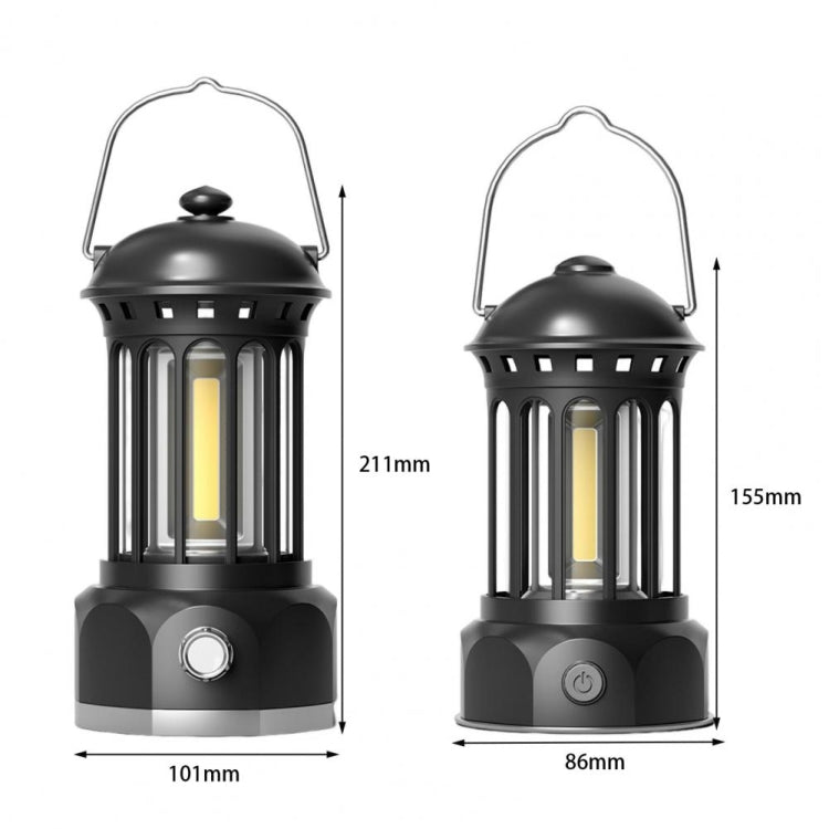 Battery Model COB Portable Outdoor Camping Lamp Atmosphere Tent Lamp Retro Lamp, Size: Small Green Button Color Random - Camping Lighting by buy2fix | Online Shopping UK | buy2fix