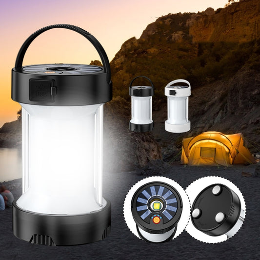 Camping Lantern Outdoor Solar Emergency Lights Multifunctional Tent Light(Black) by buy2fix