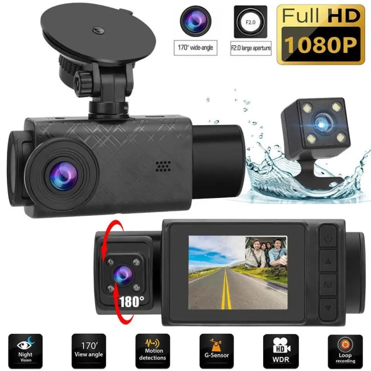 2 Inch Screen 3-Record 1080P Driving Recorder - Car DVRs by buy2fix | Online Shopping UK | buy2fix