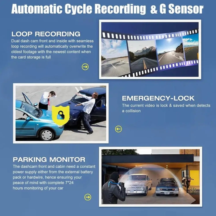 2 Inch Screen 3-Record 1080P Driving Recorder - Car DVRs by buy2fix | Online Shopping UK | buy2fix