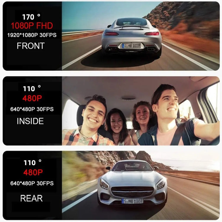 2 Inch Screen 3-Record 1080P Driving Recorder - Car DVRs by buy2fix | Online Shopping UK | buy2fix
