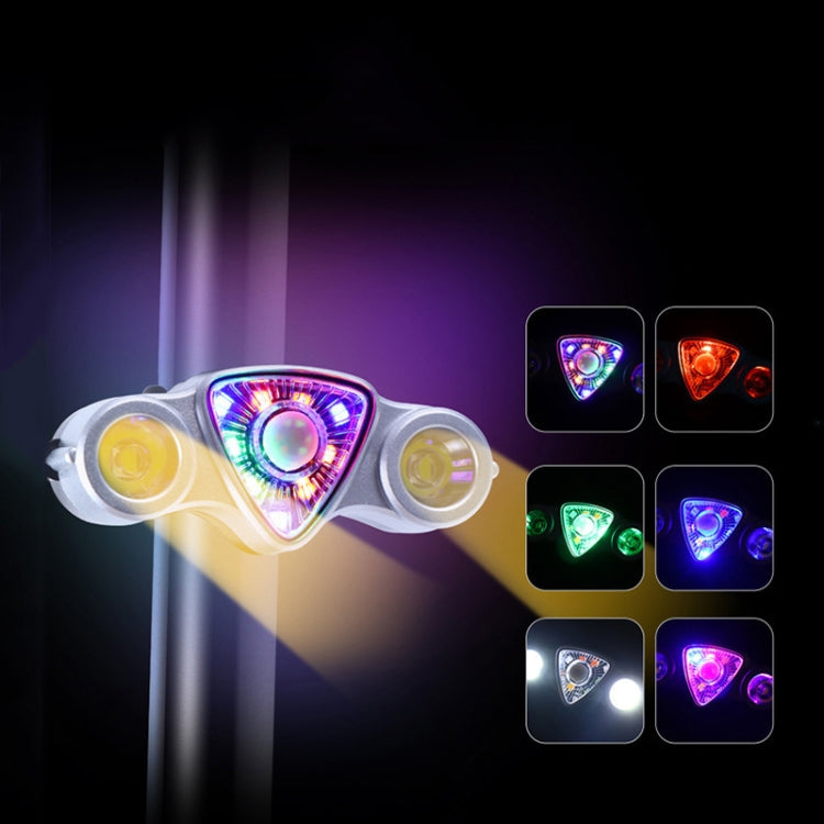 9+2 LED Bicycle Tail Light Rechargeable MTB Road Bike Headlight Warning Light(Color Light+Yellow Light) by buy2fix