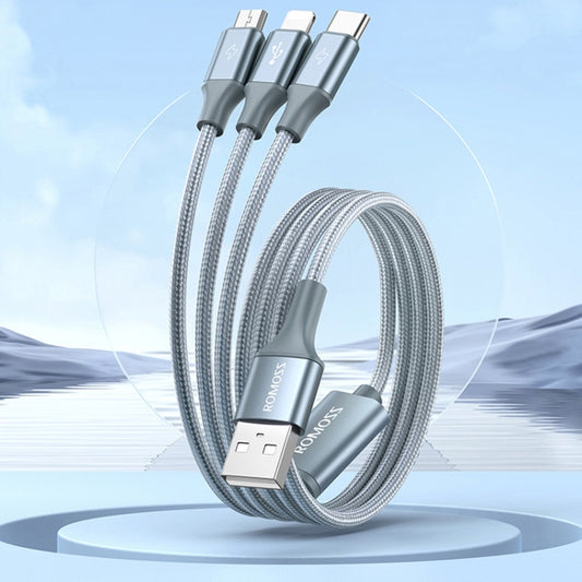 ROMOSS CB25 3 In 1 3.5A 8 Pin + Micro USB + Type C/USB-C Cable 1m(Rose Gold) by ROMOSS