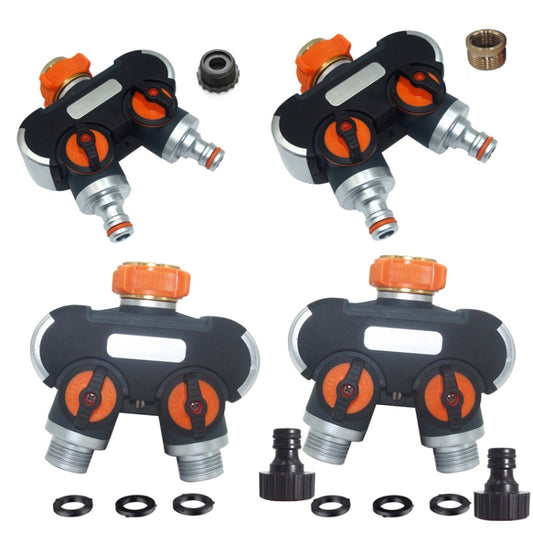 Garden Irrigation And Watering One Pass Two Faucet Water Divider With Thread European Connector by buy2fix