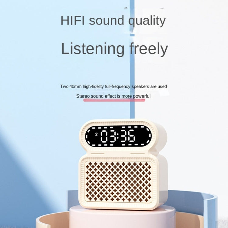 Desktop Alarm Clock Bluetooth Speaker Dual-speaker High-power Computer Audio(Light Yellow) - Desktop Speaker by buy2fix | Online Shopping UK | buy2fix