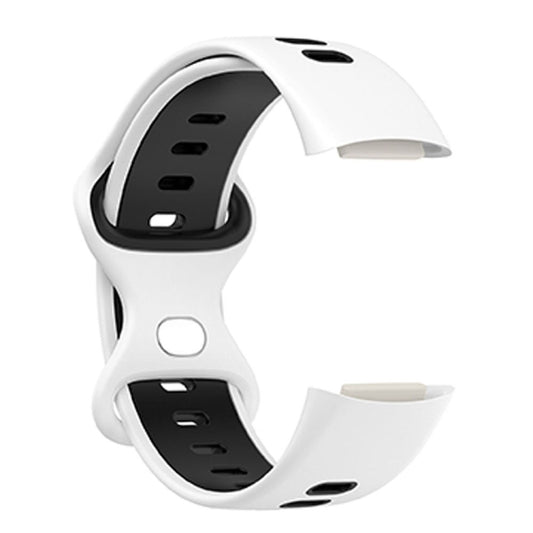 For Fitbit Charge 5 Smart Watch Sports Waterproof Two-Color Silicone Band(White Black) by buy2fix