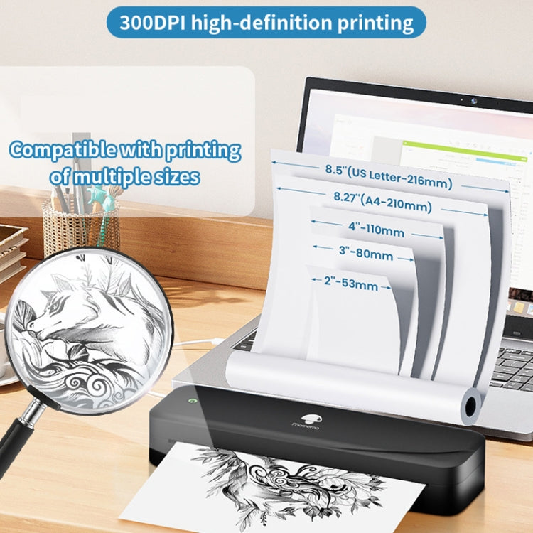 Phomemo M833 300dpi Wireless Bluetooth Thermal Printer Support Multi-Size Thermal Paper(Black) - Receipt Printers by Phomemo | Online Shopping UK | buy2fix