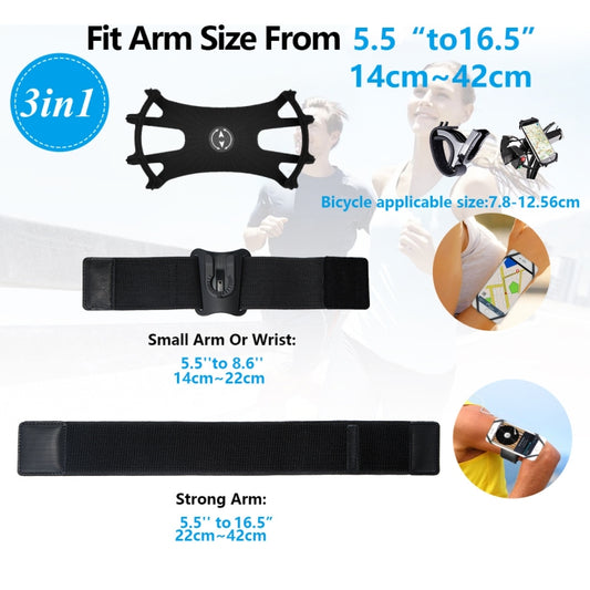 3 In 1 Disassembered Rotating Arm Belt Bag Sports Phone Bag Bracket For 4.5-7 inch Phones(Black) - Other by buy2fix | Online Shopping UK | buy2fix