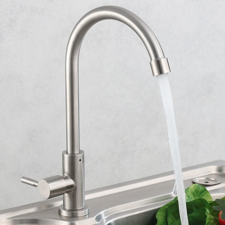 304 Stainless Steel Kitchen Rotatable Sink Faucet(60cm Pipe+Single Cold Curve) by buy2fix