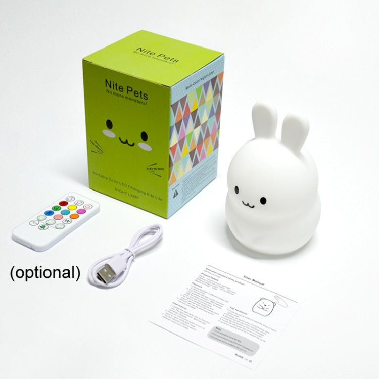 Rabbit Silicone Pat Night Light Children Gift Color Changing Lamp, Specification: Charging Remote Control by buy2fix