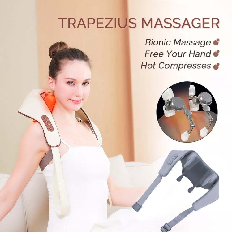 Electric Neck And Shoulder Massager Shiatsu Back Neck Massager With Heat(White) - Massage & Relaxation by buy2fix | Online Shopping UK | buy2fix