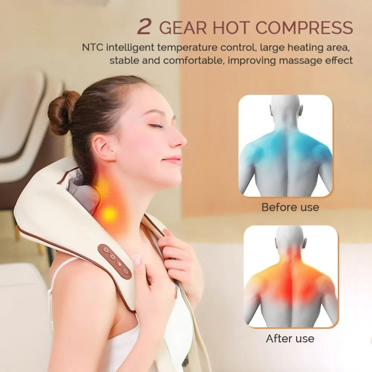 Electric Neck And Shoulder Massager Shiatsu Back Neck Massager With Heat(White) - Massage & Relaxation by buy2fix | Online Shopping UK | buy2fix