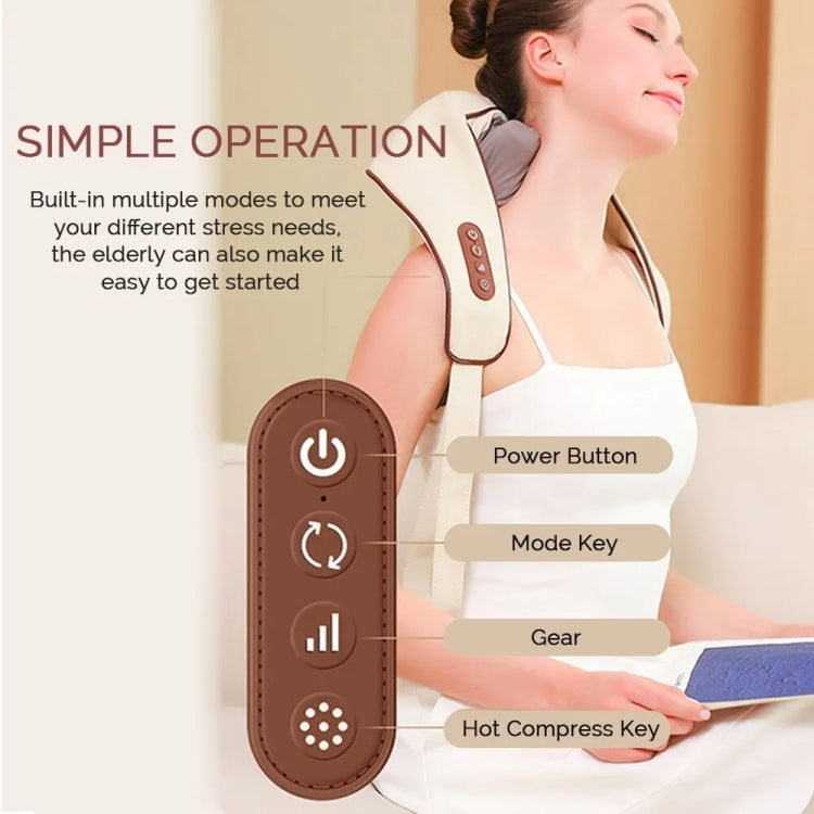 Electric Neck And Shoulder Massager Shiatsu Back Neck Massager With Heat(White) - Massage & Relaxation by buy2fix | Online Shopping UK | buy2fix
