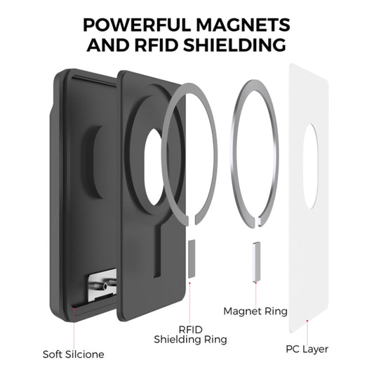 For IPhone 15 AhaStyle PT133-H Phone Magnetic Card Holder Stand Organizer Card Case(Dark Blue) - Adhesive Card Holders by AhaStyle | Online Shopping UK | buy2fix