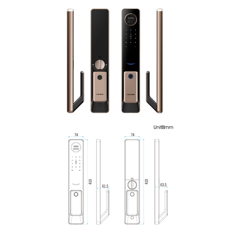 T100A 3D Face Recognition Fingerprint Code Card Digital Door Lock(Rose Gold) by buy2fix