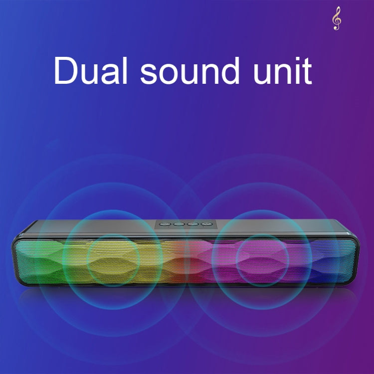 RGB Colorful Lighting Effect Desktop Long USB Wireless Bluetooth Speaker(Black) - Desktop Speaker by buy2fix | Online Shopping UK | buy2fix