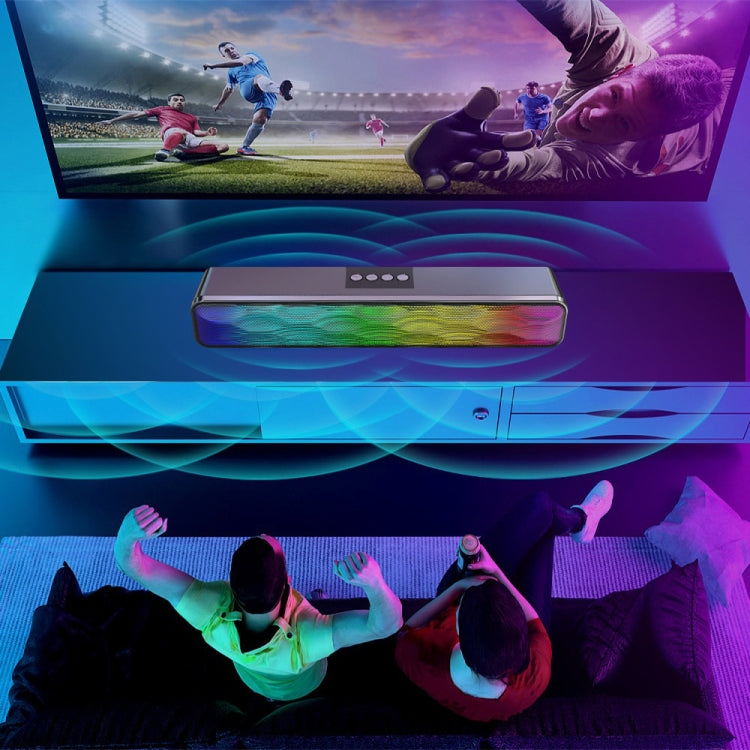 RGB Colorful Lighting Effect Desktop Long USB Wireless Bluetooth Speaker(Black) - Desktop Speaker by buy2fix | Online Shopping UK | buy2fix