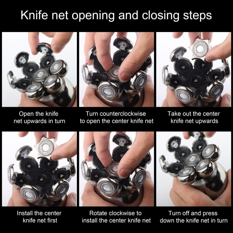 Universal Wet Dry Electric Shavers Replacement Blade Head, Spec: 8 Blades Head Black by buy2fix