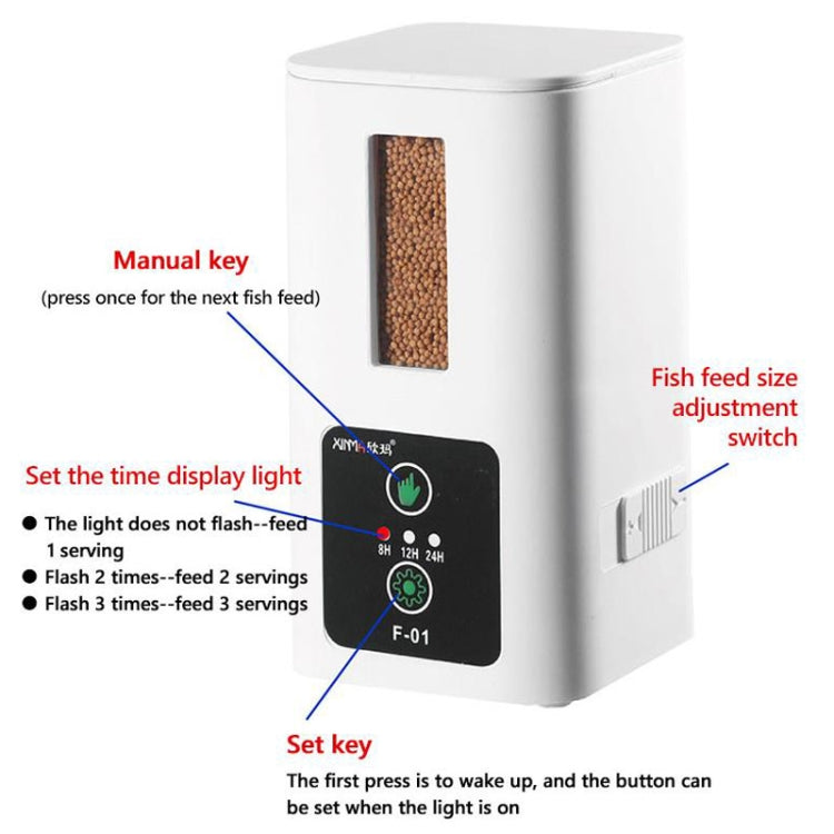 XINMA F-01 400ml Fish Tank Automatic Feeding Device Aquarium Intelligente Timing High-capacity Fish Feeder - Feeders by XINMA | Online Shopping UK | buy2fix