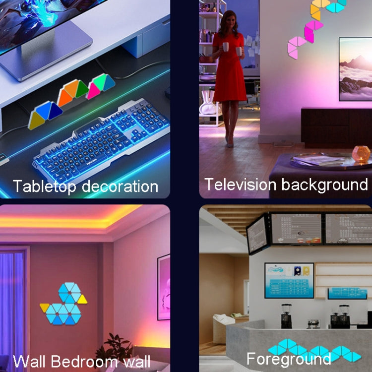 6pcs /Set Triangle Splicing Intelligent Sound Control Quantum Light Atmosphere Lighting With Remote Control, US Plug(Bluetooth Model) by buy2fix