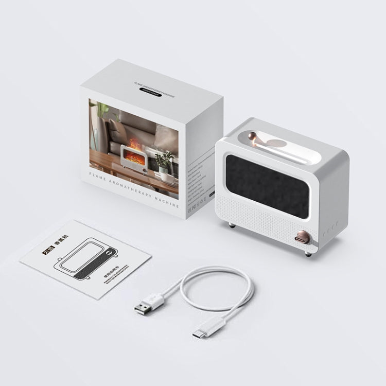 USB White Noise Simulation Flame Fire Furnace Aromatherapy Machine Indoor Large Spray Measurement Humidifier(White) by buy2fix