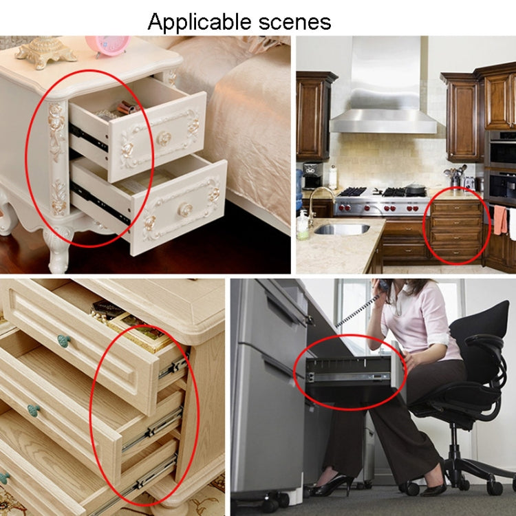 1 Pair 4 inch 10cm Thickened Three Sections Ball Slide Mute Drawer Track Rail - Furniture Accessories by buy2fix | Online Shopping UK | buy2fix