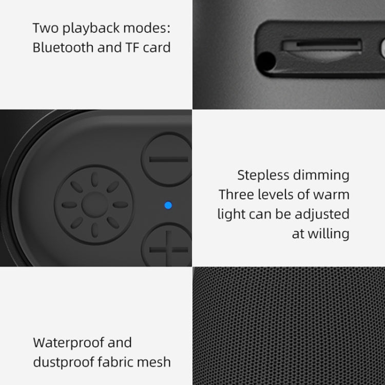 Bluetooth Wireless Fabric Speaker Cylindrical Waterproof Subwoofer With RGB Light(Black) by buy2fix