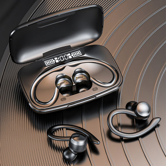 TWS Ear-Mounted LED Digital Display Noise Reduction Bluetooth Earphones With Power Bank Function(Blue) by buy2fix