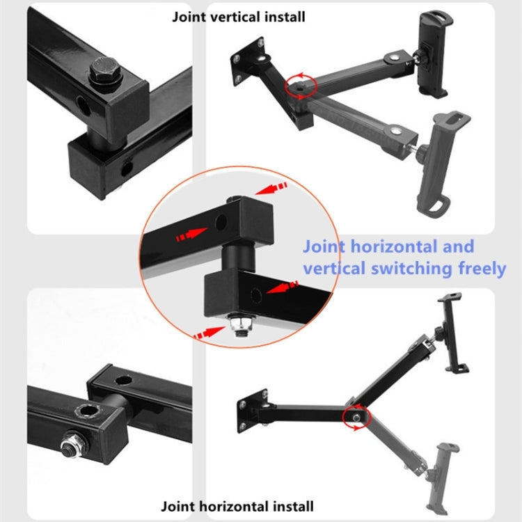Wall Mount Tablet Cell Phone Stand Long Arm Stretchable Holder for 4-13 Inch Devices(3 Sections) - Shower & Wall Mounts by buy2fix | Online Shopping UK | buy2fix