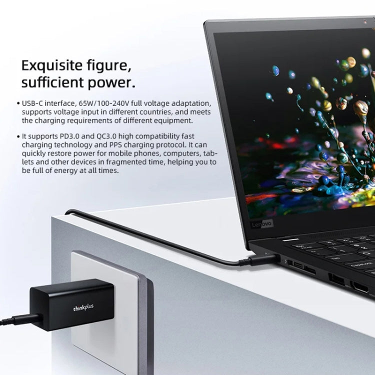 Lenovo Thinkplus GaN 65W PD3.0 QC3.0 Fast Charger Power Adapter For Notebook Mobile Phone,CN Plug(Black) - USB Charger by Lenovo | Online Shopping UK | buy2fix