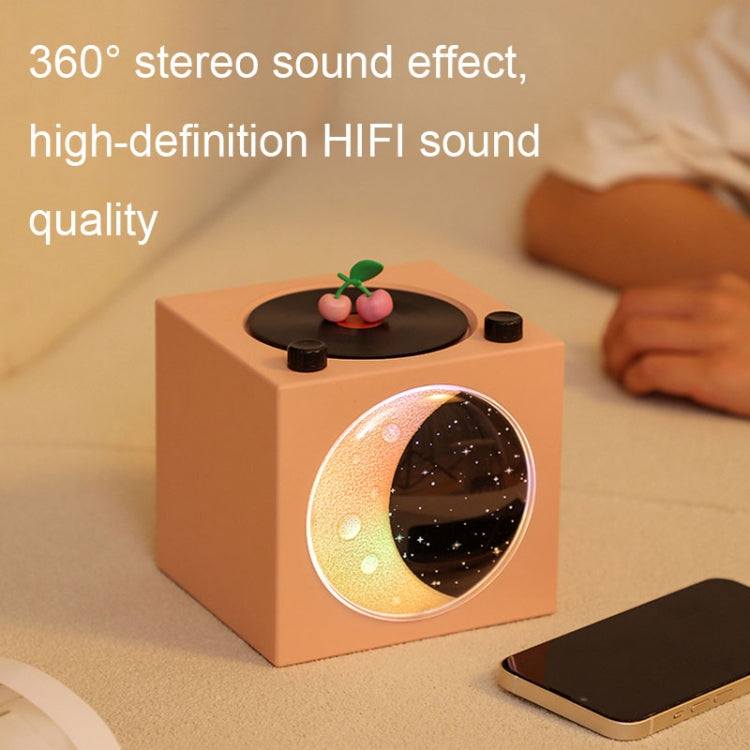 Moon Starry Sky Atmosphere Light Bluetooth Speaker Vinyl Record Audio(White) - Desktop Speaker by buy2fix | Online Shopping UK | buy2fix