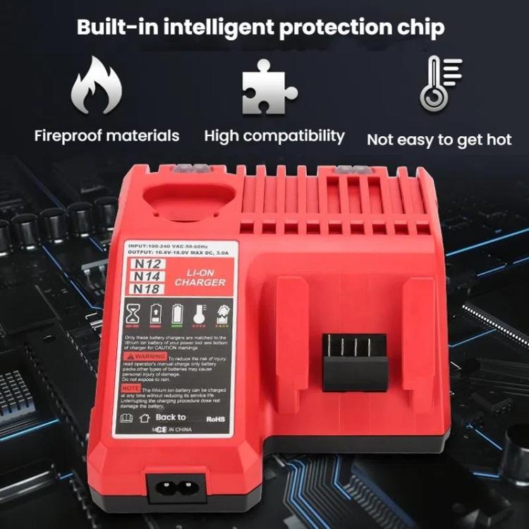 M12-18C For Milwaukee 18V Power Tools Battery Charger, Plug: US - Electric Saws & Accessories by buy2fix | Online Shopping UK | buy2fix