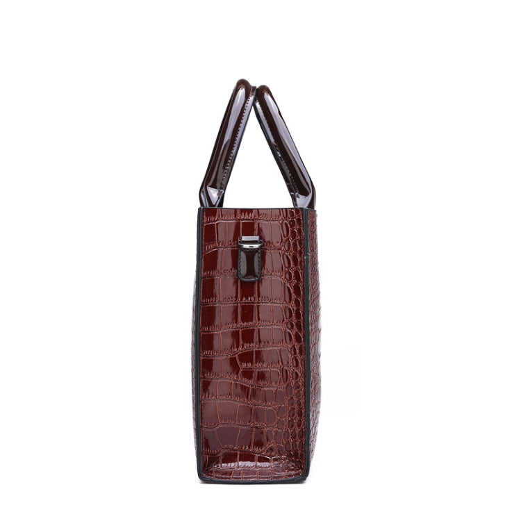 3-in-1 Women Handbag Simple Versatile Crocodile Pattern Large Shoulder Bag(Brown) - Handbags by buy2fix | Online Shopping UK | buy2fix