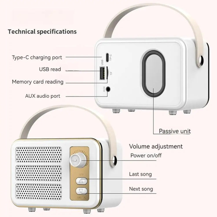 Mini Retro HIFI Level Stereo Sound Handheld Portable Bluetooth Speaker, Color: Green - Mini Speaker by buy2fix | Online Shopping UK | buy2fix