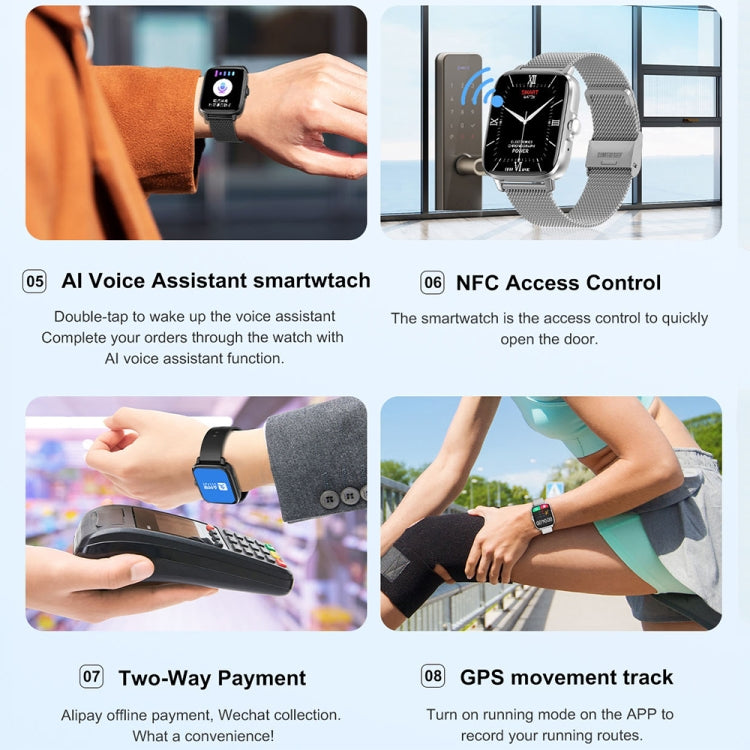 DT102 1.9-Inch Heart Rate/Blood Oxygen Monitoring Bluetooth Call Watch With NFC Function, Color: Silver - Smart Watches by buy2fix | Online Shopping UK | buy2fix