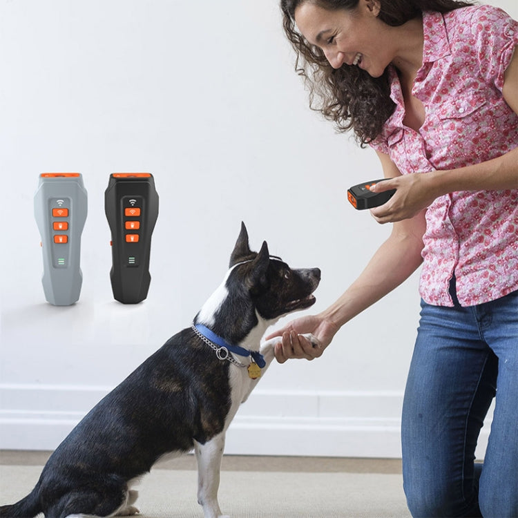 LED Flashing Light Handheld Ultrasonic Bark Arrester Frequency Conversion Dog Training Device(Black+Orange) by buy2fix