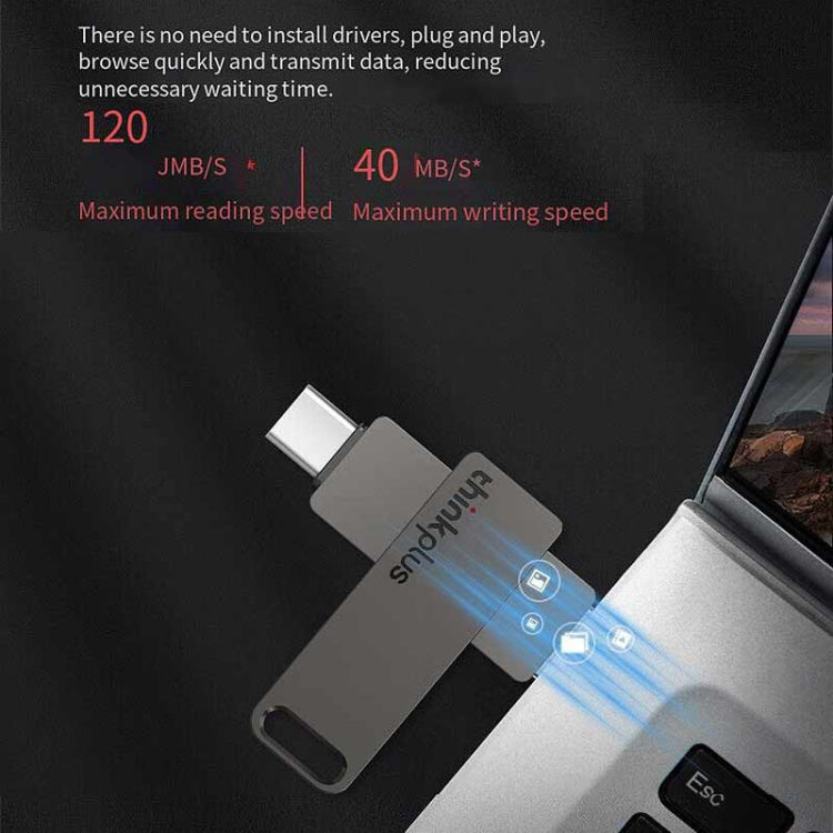 Lenovo Thinkplus MU110 USB3.2+Type-C Dual Interface Rotation Flash Drive, Size: 64GB(Grey) by Lenovo