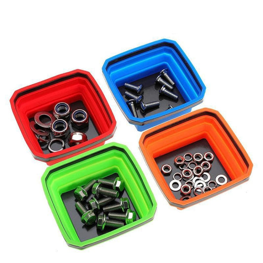 Square Silicone Foldable Magnetic Parts Tray For Small Parts And Tools(Orange) by buy2fix