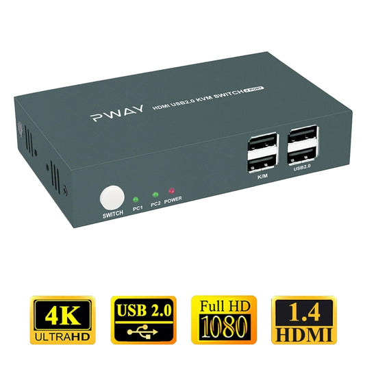 PWAY PW-S7201H 2 In 1 Out HDMI KVM Switch 4K HD Video Screen Cutter by PWAY