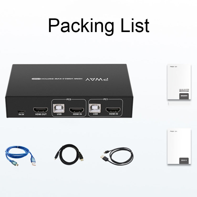 PWAY PW-S7201H 2 In 1 Out HDMI KVM Switch 4K HD Video Screen Cutter by PWAY