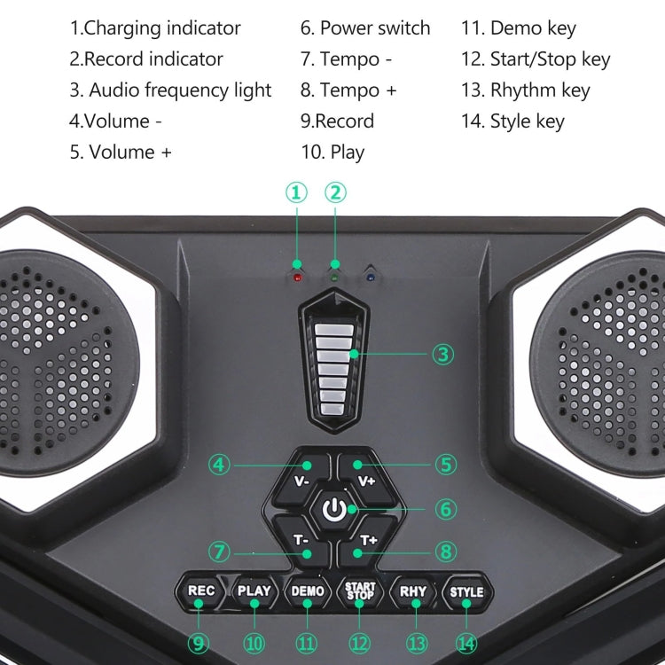 G6008 Desktop Drums With Sound Lithium Portable Drum Set Bluetooth Kids Practice Drum(Black) - Percussion Accessories by buy2fix | Online Shopping UK | buy2fix