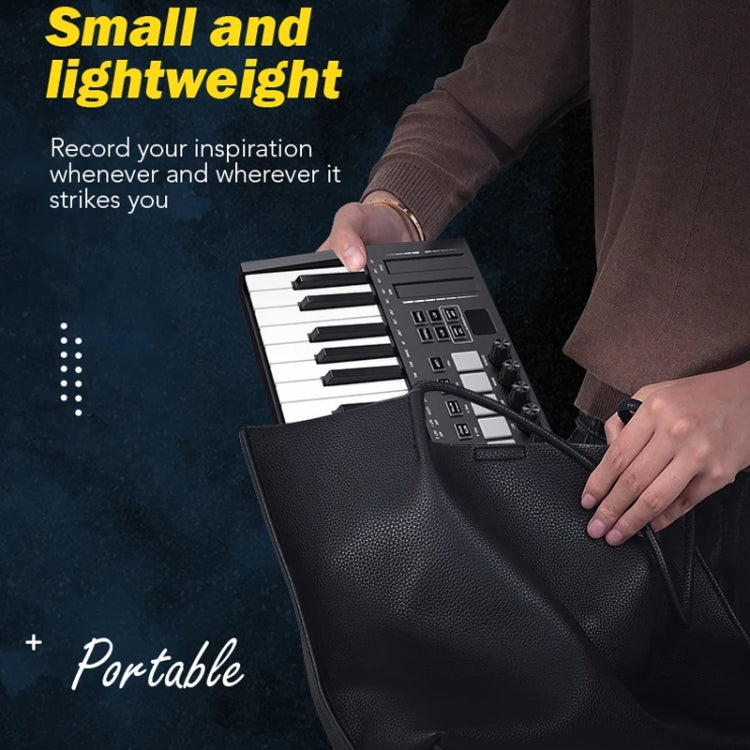 MD02 25 Key USB Keyboard And Drum Pad MIDI Controller Keyboard Piano(Black) by buy2fix