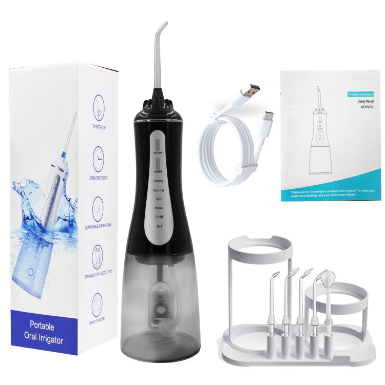 350ML Water Tank Oral Irrigator Rechargeable 5 Gear Adustable Water Flosser, Spec: With Bracket Black - Oral Irrigators by buy2fix | Online Shopping UK | buy2fix